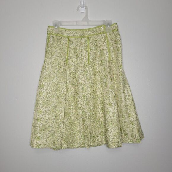 Ann Taylor Dresses & Skirts - Vintage y2k Ann Taylor lime green ditsy floral print pleated a line skirt preppy
